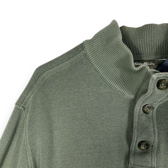 Eddie Bauer Quarter Button Pullover Casual Sweater, Moss Green, Size Large - Picture 4 of 12